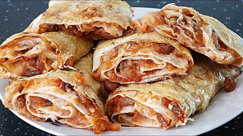 Штрудель из лаваша с яблоками — рецепты в духовке и на сковороде