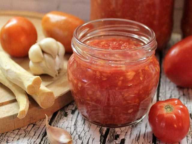 Хреновина с помидорами и чесноком: как приготовить хренодер с помидорами на зиму