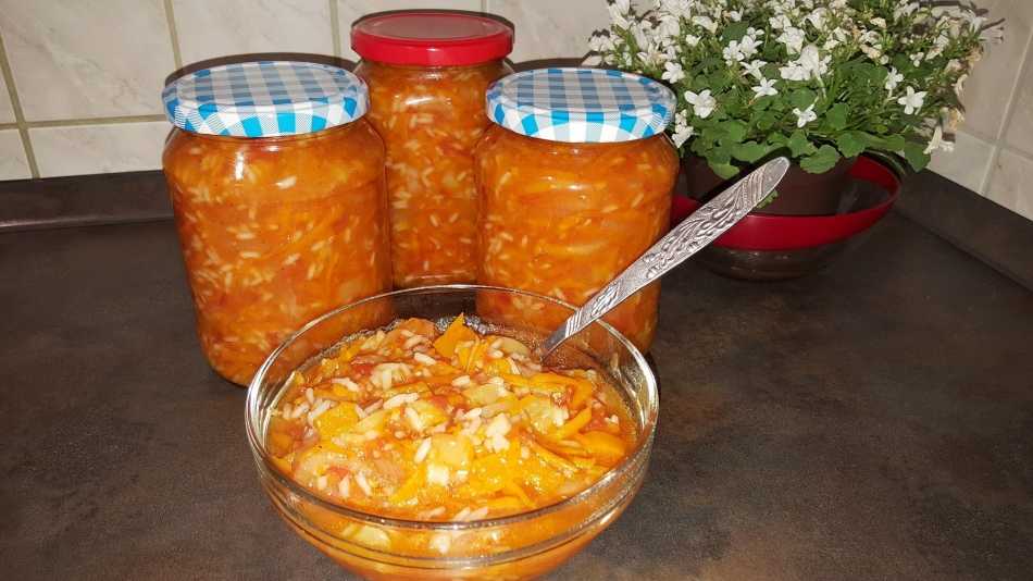 Салат из помидоров с рисом на зиму: рецепты с фото пошагово