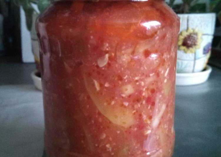 «тещин язык» из кабачков с томатной пастой на зиму
