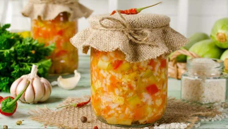 Салат с рисом и овощами на зиму -пошаговый рецепт с фото